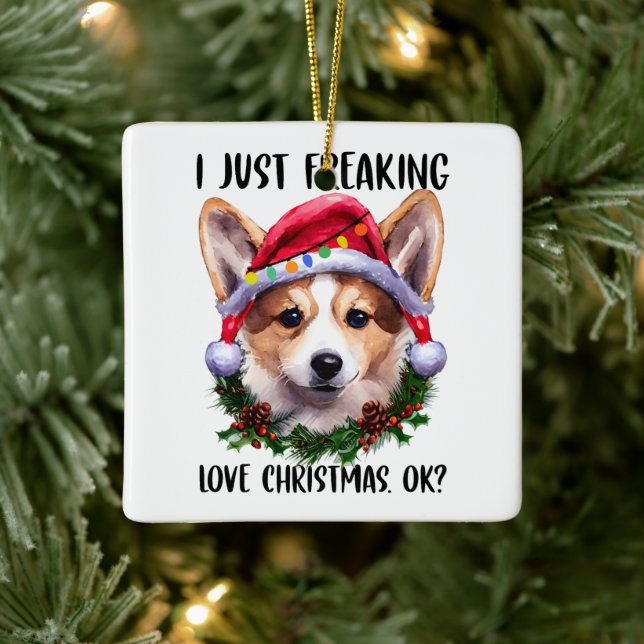 Corgi I just Freak Liebe Weihnachten Weihnachten W Keramikornament (Baum)