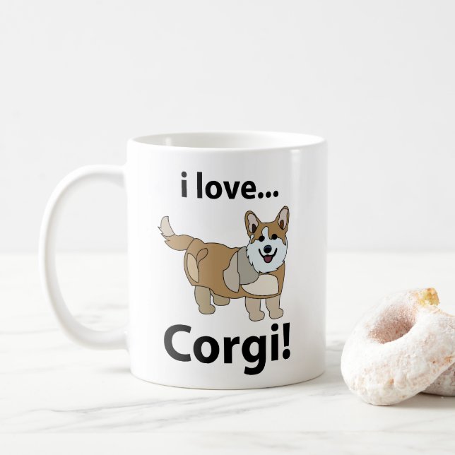 Corgi I Liebe Corgi Kaffi Tasse (Mit Donut)