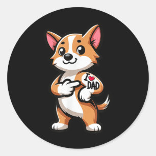 Corgi I Liebe Vater Funny Dog Tattoo _1 Runder Aufkleber