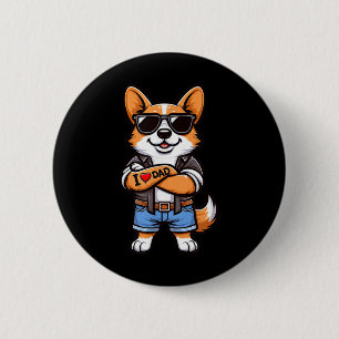 Corgi I Liebe Vater Funny Dog Tattoo Button