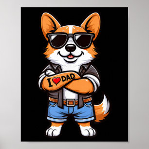 Corgi I Liebe Vater Funny Dog Tattoo Poster