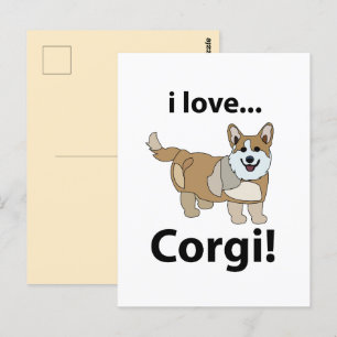 Corgi Ich liebe Corgi  Postkarte