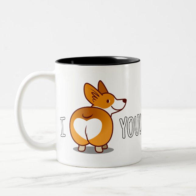 Corgi - Ich Liebe Sie Zweifarbige Tasse (Links)