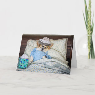 Corgi im Bett leere Grußkarte Karte