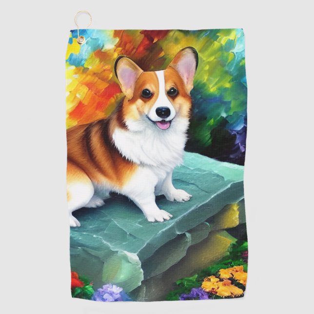 Corgi im Garden Golf Handtuch (Vorderseite)