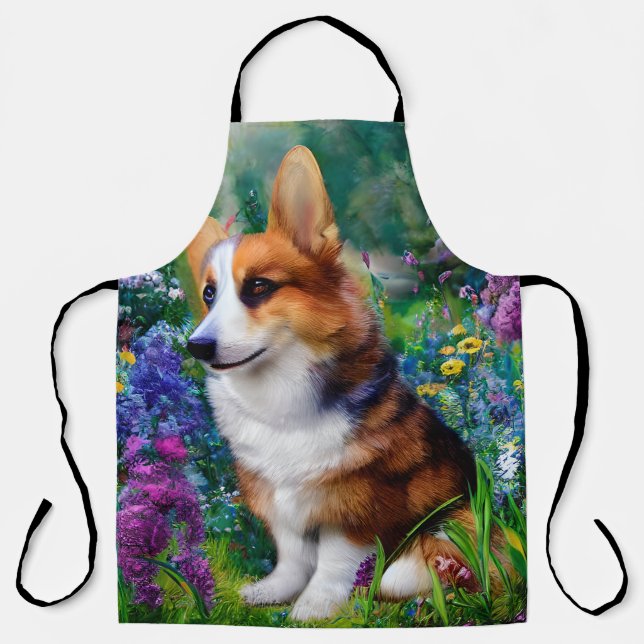 Corgi im Garten Schürze (Vorderseite)