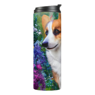 Corgi im Garten Thermosbecher