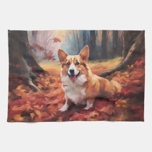 Corgi im Herbst Leaves Fall Inspiriert Geschirrtuch