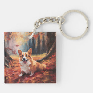 Corgi im Herbst Leaves Fall Inspiriert Schlüsselanhänger