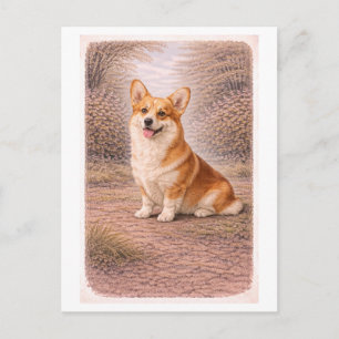 Corgi im Vintage-Stil Postkarte