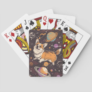 Corgi im Weltraum Spielkarten