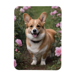 Corgi in den rosa Rosen, Magnet