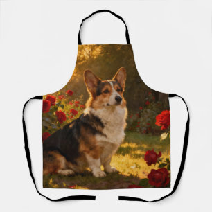 Corgi in den Rosen I Schürze