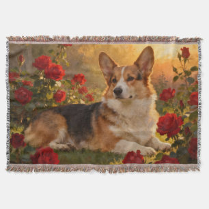 Corgi in den Rosen VI Decke