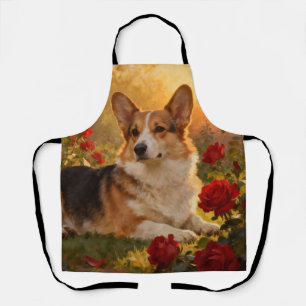 Corgi in den Rosen VI Schürze