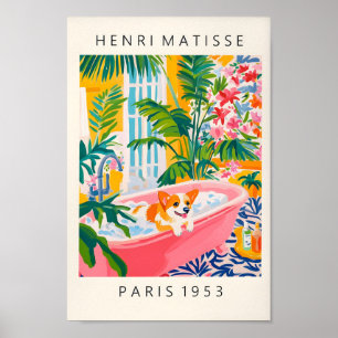 Corgi in der Badewanne Funny Poster, Hunde-Wand-Ku Poster