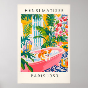 Corgi in der Badewanne Kunstprint Lustige Hunde Ma Poster