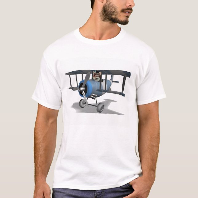 Corgi in einem Flugzeug T-Shirt (Vorderseite)