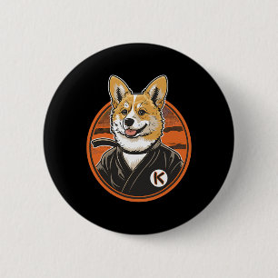 Corgi in Jiu Jitsu Gi Bjj Button
