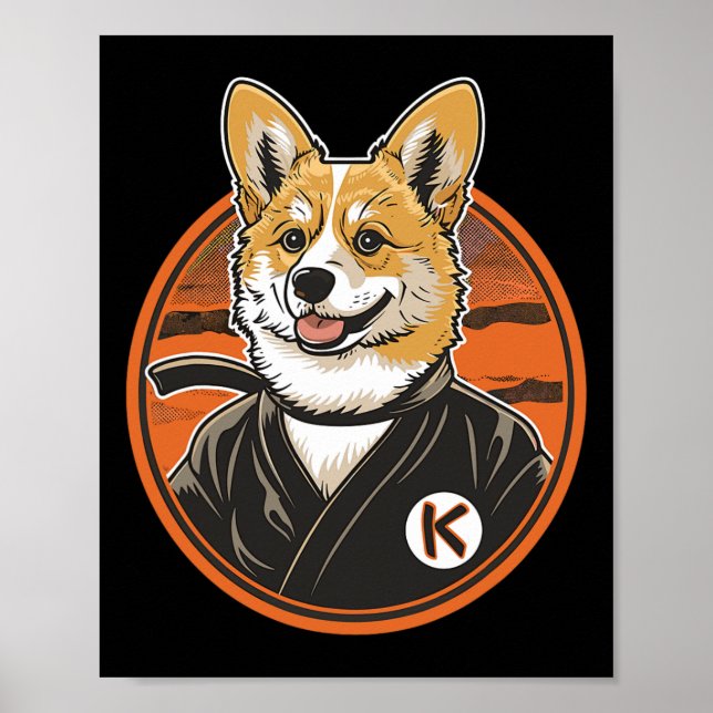 Corgi in Jiu Jitsu Gi Bjj Poster (Vorne)