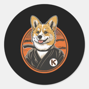 Corgi in Jiu Jitsu Gi Bjj Runder Aufkleber