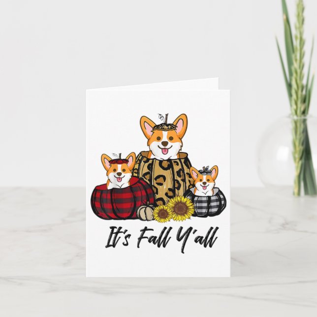 Corgi in Leopard Pumpkin Herbst Erntedank Karte (Vorderseite)