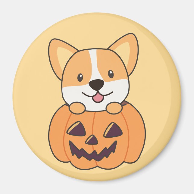 Corgi in Pumpkin Niedliche Hunde glückliche Hallow Magnet (Vorne)