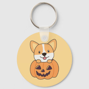 Corgi In Pumpkin Niedliche Hunde Happy Halloween K Schlüsselanhänger