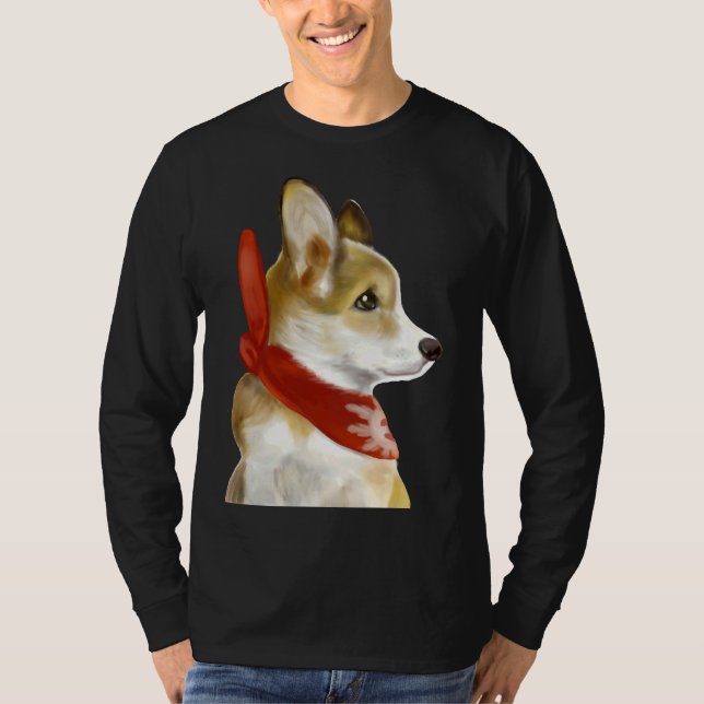 Corgi in Rot T-Shirt (Vorderseite)