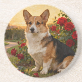 Corgi in the Roses II Getränkeuntersetzer