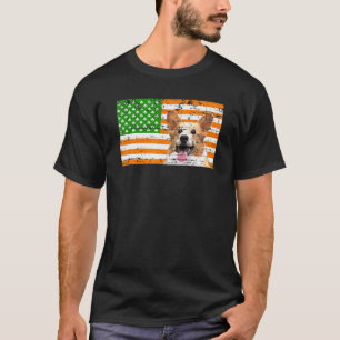 Corgi Irisch Amerikanische Flagge St Patricks Day T-Shirt