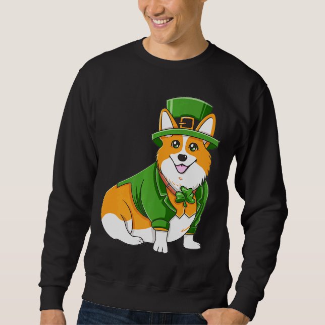 Corgi Irish C St Patricks Day Dog Kleeblatt Sweatshirt (Vorderseite)