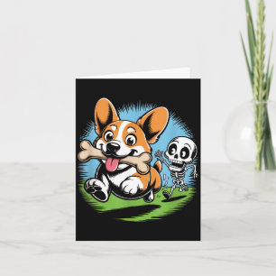 Corgi jagt Skelett Halloween Hunde Liebhaber Karte