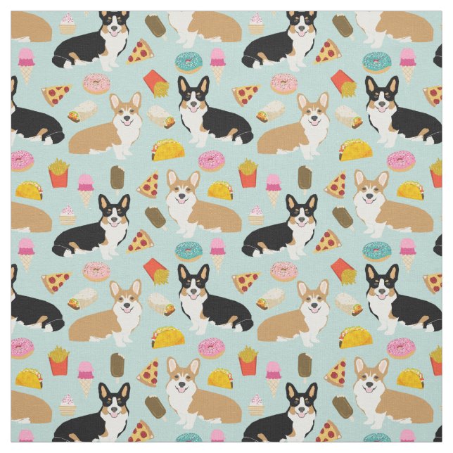Corgi Junk Food Fabric - niedliches Corgis-Design Stoff (Muster)