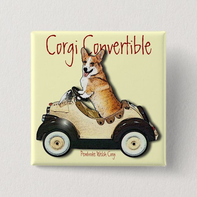 Corgi-Kabriolett Button (Vorderseite)