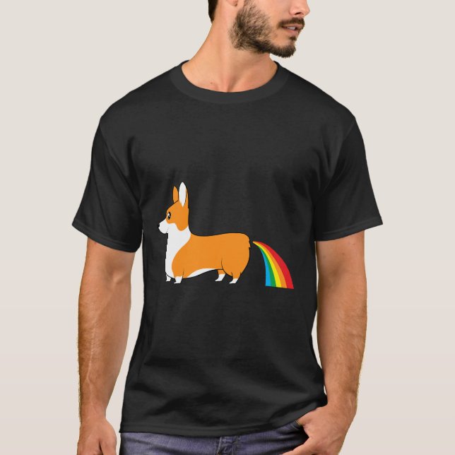Corgi Kackte Rainbow T-Shirt (Vorderseite)