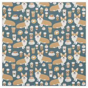 Corgi-Kaffee-Gewebe - niedliches Korgi-Muster Stoff