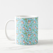 Corgi-Kaffeetasse Frühlingsflorales Kawaii-Hundege