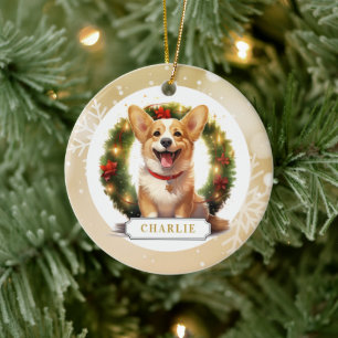 Corgi Keramik Circle Ornament
