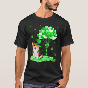 Corgi Kobold Hut Shamrock Luftballons St. Patrick' T-Shirt