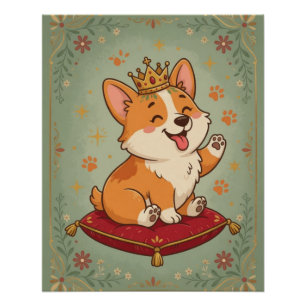 Corgi-König Royal Süßer Corgi-Hundefan-Wandposter Poster