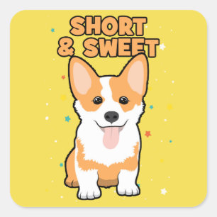 Corgi - Kurz und süß, Niedlicher Hundebund Cartoon Quadratischer Aufkleber
