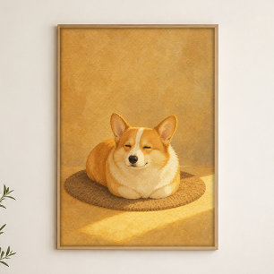 Corgi Laib Wasserfarbe Whimsical Kunstposter Poster