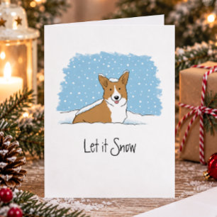 Corgi Lass es Schnee Cuter Hund Weißer Weihnachten