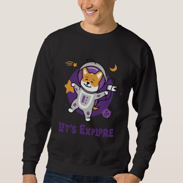 Corgi Lass X S Entdecken Schöne Astronauten C Sweatshirt (Vorderseite)