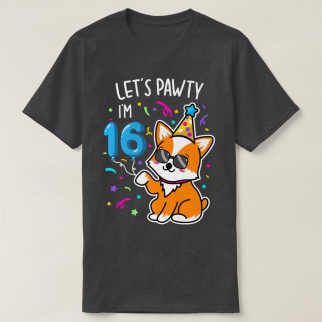 Corgi Lasse Pawty Im 16., 16. T-Shirt (Design vorne)