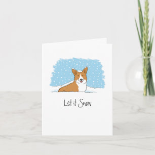 Corgi lassen es Schnee Niedlichen Hund Weiße Weihn Feiertagskarte