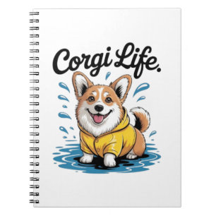 Corgi Leben – Süßer Hund im Regenmantel Vintage Notizblock