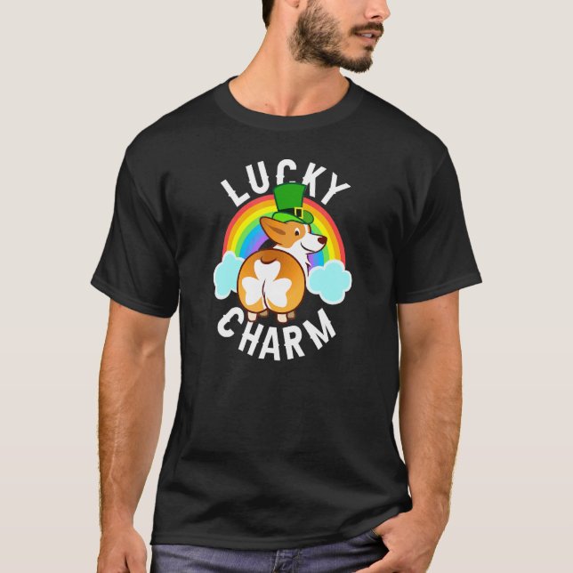 Corgi Leprechaun Glücksbringer St Patricks Day T-Shirt (Vorderseite)