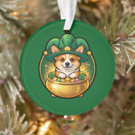 Corgi Leprechaun Pot of Gold St. Patrick’s Day T Ornament